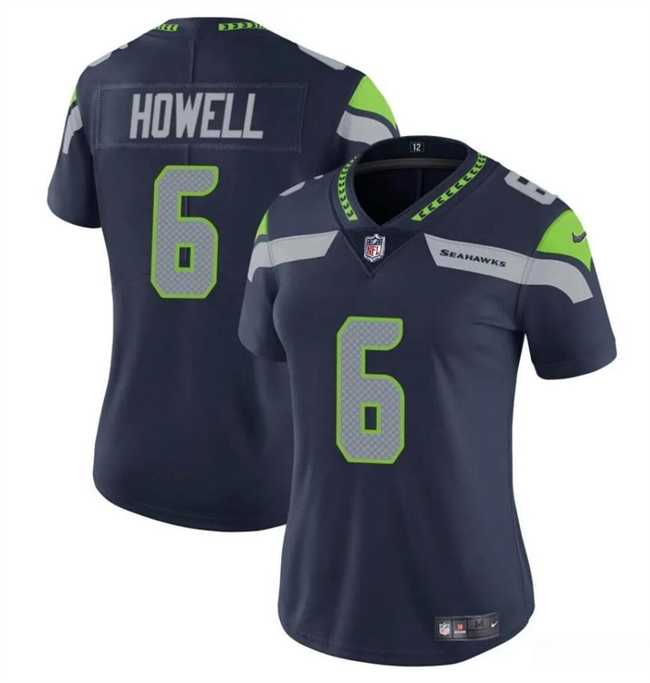 Women%27s Seattle Seahawks #6 Sam Howell Navy Vapor Limited Stitched Jersey Dzhi